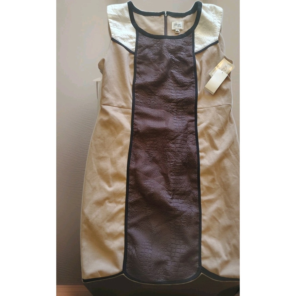 Beige By Eci Women's Size 16 Stretch Sleeveless  Dress Brown And Beige A3‎